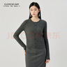 哥弟（GIRDEAR）女裝3D天衣無(wú)縫 圓領(lǐng)長(cháng)袖麻花紋針織羊毛開(kāi)衫女148041 高級灰 M (3) 曬單實(shí)拍圖