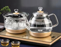益茶福全自動(dòng)上水電熱水壺底部上水嵌入式茶臺功夫茶燒水壺飲水燒水一體機抽水玻璃煮茶壺保溫泡茶壺 SQ-008金色玻璃套裝 1L 曬單實(shí)拍圖