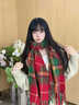 京厽圣誕圍巾女新年紅色復古格子圍巾女冬季保暖2025新款氛圍感百搭圍 紅綠格子 曬單實(shí)拍圖