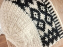 目丸復古菱形格子毛線(xiàn)帽子女秋冬季小眾設計感針織帽保暖防寒包頭冷帽 米白色 曬單實(shí)拍圖