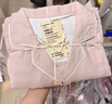 無(wú)印良品（MUJI）女式 無(wú)側縫雙層紗織長(cháng)袖睡衣 女士家居服 套裝純棉全棉 FD1LUC5A 淺粉紅色 L 上裝165/88A 下裝165/70A 曬單實(shí)拍圖