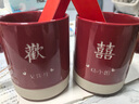 CKULH德國結婚牙刷杯子套裝牙杯一對紅色漱口杯陪嫁洗漱杯牙缸牙刷 (贈牙刷一對)滿(mǎn)心歡囍木柄對杯 曬單實(shí)拍圖