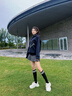 EMPORIO ARMANI/阿瑪尼官方旗艦新款男女情侶莫代爾刺繡休閑套頭連帽衛衣 【寬松版】藏藍色 S  (推薦：120-135斤) 曬單實(shí)拍圖