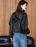 似水年華2025秋季都市休閑風(fēng)時(shí)尚小眾黑色女款蛋白皮短外套 99黑色 L 曬單實(shí)拍圖