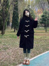 春乏2025春秋中長(cháng)款加絨加厚牛角扣毛呢外套女連帽小個(gè)子呢子大衣女 黑色 XS 建議105斤以下 曬單實(shí)拍圖