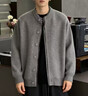 Homlean假兩件格子男秋冬季情侶寬松慵懶外套美式復古針織衫HS67淺灰3XL 曬單實(shí)拍圖