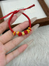 中國黃金（CHINA GOLD）馬上納福黃金手鏈寶寶金足金紅繩手串?huà)雰褐軞q禮物送新生兒生日 足金童趣結五福馬手繩-烤漆福字版【今/次日達】 曬單實(shí)拍圖
