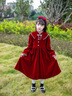 Dudant國際品牌女童春季2025新款紅色裙子中大童春秋洋氣新款長(cháng)袖連衣裙 酒紅色(#8916加絨款) 150 cm 曬單實(shí)拍圖