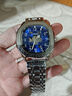 數字面真機械表純游絲方形全自動(dòng)手表男士鏤空夜光防水真皮帶名牌 鏤空游絲機械+藍銀45鋼帶/真皮夜光 41mm 曬單實(shí)拍圖