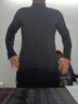 【高品質(zhì)純棉】高領(lǐng)打底衫男上長(cháng)袖t恤小衫半高領(lǐng)修身秋衣堆堆領(lǐng) G中領(lǐng)黑色 純棉薄款 2XL 建議140-155斤 曬單實(shí)拍圖