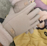 回力（Warrior）手套女士冬天騎行加絨加厚新款學(xué)生可愛(ài)防寒開(kāi)電動(dòng)車(chē)觸屏保暖手套 米白色【2指觸屏+雙層加厚】 均碼 曬單實(shí)拍圖