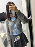 UR2025秋季新款女休閑彩色花朵亮片假兩件針織開(kāi)衫UYL950157 冷灰 (微扎注意洗滌) XL 曬單實(shí)拍圖