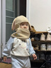 Lemonkid檸檬寶寶兒童帽子女孩兔子帽秋冬保暖護耳寶寶一體防風(fēng)帽子毛絨帽 杏仁米【防抗靜電】 帽圍48-54cm，建議年齡1-6歲 曬單實(shí)拍圖