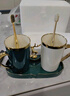 范爺家 輕奢陶瓷洗漱杯3件套裝漱口杯家用高檔情侶高顏值牙具刷牙杯牙缸 陶瓷金邊漱口杯【白+綠+綠托盤(pán)】 曬單實(shí)拍圖