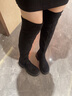 5+加絨過(guò)膝長(cháng)靴女2025秋冬季新款厚底顯瘦彈力瘦瘦靴高筒靴襪靴女靴 黑色（加絨） 37 曬單實(shí)拍圖