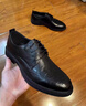海瀾之家HLA商務(wù)休閑皮鞋男布洛克透氣德比鞋子男HAAPXM2DAO093 黑色42 曬單實(shí)拍圖