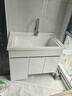 衛生間洗衣臺帶搓衣板一體臺盆柜浴室柜落地式洗手池柜掃地機組合 100*58cm白色三開(kāi)門(mén) 曬單實(shí)拍圖
