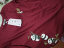 雪中飛短袖女t恤夏季2025新款純棉寬松半袖初中生國風(fēng)熊貓綠色百搭上衣 酒紅色030F (步步高升) M (160/84A) 曬單實(shí)拍圖