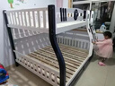 上下床實(shí)木雙層子母床美式雙人兒童床高低床上下鋪床成人母子床 爬梯 上床寬100下床寬120（送書(shū)架） 曬單實(shí)拍圖