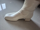 百思圖25冬時(shí)裝靴時(shí)尚簡(jiǎn)約通勤粗跟女短靴CM108DD5 米色 37 曬單實(shí)拍圖