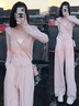 韓璐嬌（hanlujiao）衛衣女裝春秋季2025年新款休閑運動(dòng)服設計感連帽顯瘦闊腿褲套裝女 粉色 L 【建議105-115斤】 曬單實(shí)拍圖