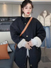 FSHE派克服女加絨立領(lǐng)2025冬新款寬松顯瘦中長(cháng)款工裝韓版加厚棉襖女 黑色#加絨加厚 S 70-80斤 曬單實(shí)拍圖