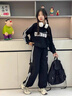 G.duck小黃鴨女童春秋薄款兩件套2025新款女孩中大童韓版休閑運動(dòng)衛衣衛 灰色加絨套裝 160 曬單實(shí)拍圖