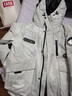 鴨鴨（YAYA）王一博同款羽絨服男士短款冬季新款連帽加厚戶(hù)外保暖時(shí)尚工裝外套 白迷彩色 XL /180 曬單實(shí)拍圖