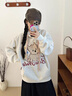 CTOX美式慵懶chic彩虹小狗連帽衛衣女春秋款2025新款韓版寬松情侶外套 灰色(春秋款) L 建議100-115斤 曬單實(shí)拍圖
