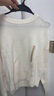 無(wú)印良品（MUJI）女式 棱紋編織 圓領(lǐng)短款針織衫 長(cháng)袖女款 女裝 薄款毛衣 米白色 M (160/84A) 曬單實(shí)拍圖