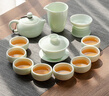 蘇氏陶瓷（SUSHI CERAMICS）翡翠玉功夫茶具套裝羊脂玉陶瓷三才蓋碗青瓷茶壺套組節日禮盒裝 曬單實(shí)拍圖