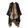 QBILY 披肩女 旅游圍巾外搭高級感披肩毯保暖圍巾復古旗袍裙子斗篷披風(fēng) 銀杏葉-黑金色 135*160cm 曬單實(shí)拍圖