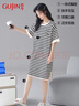 古今（GUJIN）新品純棉睡裙女家居服帶胸墊可外穿休閑大碼千鳥(niǎo)格睡衣裙子X(jué)L 曬單實(shí)拍圖