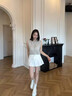 NOSSKISS高檔牛皮小白鞋女厚底增高款秋季最新款休閑百搭松糕鞋系帶板鞋 米色 【精美禮盒裝】 37 【標準碼】 曬單實拍圖