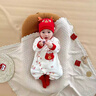 G.DUCKKIDS滿(mǎn)月寶寶衣服純棉男女新生兒連體衣紅百天嬰兒衣服秋冬喜慶春秋款 紅單層神龍帶福--含帽+襪 春秋款 66cm 曬單實(shí)拍圖