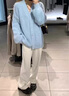 浪莎休閑褲女2025年秋冬新款小個(gè)子加絨闊腿褲韓版顯瘦顯高歐綿絨褲子 曬單實(shí)拍圖