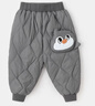 嘟嘟家男童冬季羽絨褲兒童休閑保暖長(cháng)褲女童卡通印花褲子冬裝加厚束腳褲 灰色 100 曬單實(shí)拍圖