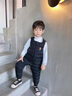 迪士尼兒童羽絨棉背帶褲嬰幼兒寶寶加厚棉褲男女童外穿開檔連體加絨褲子 黑色 80適合年齡8-10個月體重19-23斤 曬單實拍圖
