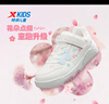 特步（XTEP）兒童童鞋小童女生花朵魔術(shù)貼革面板鞋 帆白/芝桃粉 29 曬單實(shí)拍圖