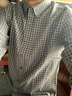 老人頭（LRT）100%純棉長(cháng)袖襯衫男士秋冬季磨毛格子襯衣免燙男裝寸衫通勤職業(yè)裝 IF25140灰格 L 推薦120-135斤 曬單實(shí)拍圖