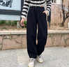 安踏（ANTA）自由褲 | 繭型褲女秋冬新款寬松高腰顯瘦遮肉休閑褲加絨保暖長(cháng)褲 基礎黑-1 M (女165) 曬單實(shí)拍圖