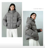 艾萊依陳都靈同款女士羽絨服2025泡芙短款連帽抽繩保暖冬外套 夜鶯灰M 曬單實(shí)拍圖