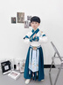 雀棲枝漢服男童秋季女童國風(fēng)兒童古裝國學(xué)服裝古風(fēng)開(kāi)筆禮演出服春秋款 云庭藍色款 110 曬單實(shí)拍圖