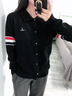 NAOTIEA意大利小帆船條紋POLO領(lǐng)長(cháng)袖針織衫女2025秋新款打底毛衣 黑色 2XL 建議135-150斤 曬單實(shí)拍圖