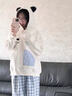 燦圖韓版潮流貓咪刺繡連帽衛衣女裝秋冬季新款學(xué)院風(fēng)假兩件寬松上衣服 白色 L 曬單實(shí)拍圖
