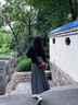 茵曼（INMAN）2025秋冬女裝新款學(xué)院風(fēng)polo領(lǐng)假兩件麻花毛衣英倫針織 藏青 L 曬單實(shí)拍圖