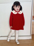 幼歌（YOUGE）冬季新品嬰幼紅色毛衣裙溫暖娃娃領(lǐng)連衣裙 紅色 90 cm 曬單實(shí)拍圖