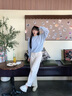 森馬（Semir）牛仔褲女冬季寬松分割抓毛拖地褲2025新款酷颯風(fēng)顯腿長(zhǎng)彎刀褲 奶白10501 XS 曬單實(shí)拍圖