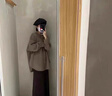妃莉杋（FeiLiFan）針織連衣裙女裝2025秋冬新款小個(gè)子氣質(zhì)顯瘦小香風(fēng)毛衣裙子女套裝 咖色上衣+半身裙 M 曬單實(shí)拍圖