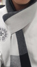 回力圍巾男女士冬季韓版學(xué)生情侶保暖手織針織圍脖新款防寒格子 三條粗杠雙色圍巾-灰色 曬單實(shí)拍圖